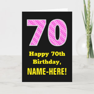 Tarjeta 70 Aniversario: Corazones y franjas rosadas "70" +