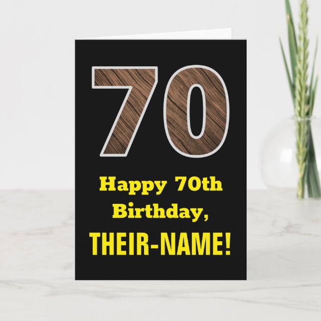 Tarjeta 70 Aniversario: Nombre, Patrón de grano de madera  (Anverso)