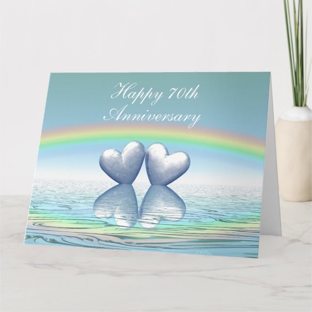 Tarjeta 70° Aniversario Platinum Corazones Grande (Anverso)