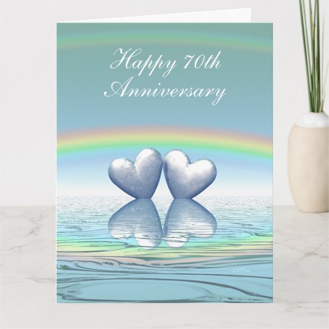 Tarjeta 70 Aniversario Platinum Corazones grandes (Anverso)