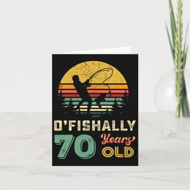 Tarjeta 70 años de edad Setenta Abuelos Pescado 70 cumplea (Anverso)