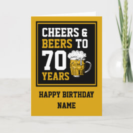 Tarjeta 70 años de júbilo y cerveza a 70 años