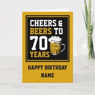 Tarjeta 70 años de júbilo y cerveza a 70 años