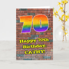 Tarjeta 70° cumpleaños: Arcoiris 70 inspirado en graffiti 