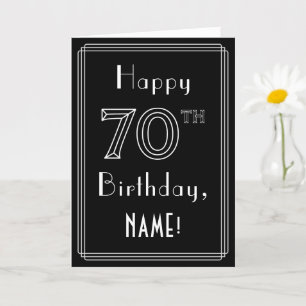 Tarjeta 70 cumpleaños: Art Deco Style # 70 y nombre person