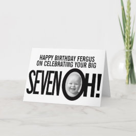 Tarjeta 70 cumpleaños SIETE OH! foto mono blanco negro