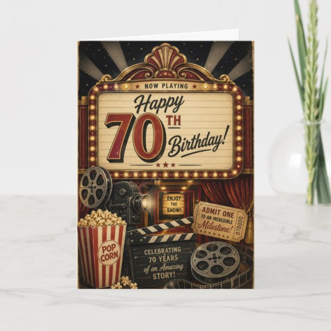Tarjeta 70 cumpleaños vintage (Anverso)