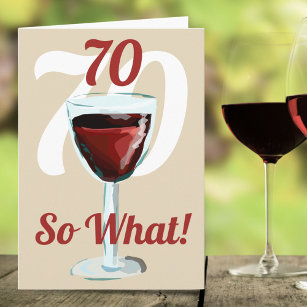 Tarjeta 70 Entonces, qué motivo de cumpleaños 70 del vino 