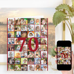 Tarjeta 70 o cualquier Collage de fotos de edad cumpleaños<br><div class="desc">Plantilla de fotografía tarjeta de gran cumpleaños que puedes personalizar para cualquier edad y añadir hasta 40 fotos diferentes. El ejemplo es para un cumpleaños número 70 que puedes editar y también puedes personalizar el mensaje dentro y grabar el año atrás. La plantilla de fotos está lista para que agregue...</div>