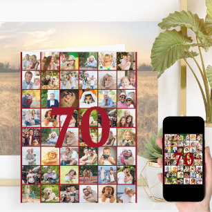 Tarjeta 70 o cualquier Collage de fotos de edad cumpleaños
