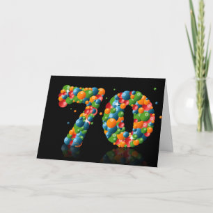 Tarjeta 70.o cumpleaños con los números formados de bolas