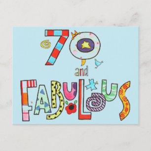 Tarjeta 70 y 70.o cumpleaños feliz fabuloso
