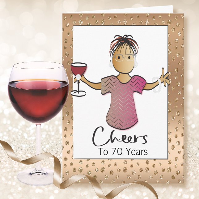 Tarjeta 70 y Fabuloso Cumpleaños Cartoon para Mujeres Bril (Subido por el creador)