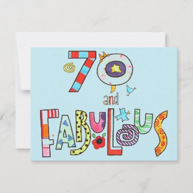Tarjeta 70 y fabuloso Feliz 70 cumpleaños (Anverso)