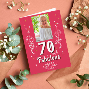 Tarjeta 70 y Fabuloso Follaje Magenta Foto de cumpleaños n