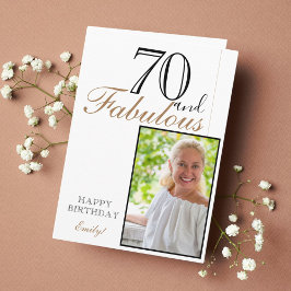 Tarjeta 70 y Fabulous Elegant 70th Birthday Photo