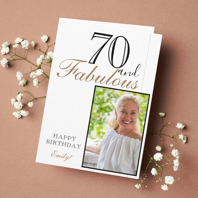Tarjeta 70 y Fabulous Elegant 70th Birthday Photo (Subido por el creador)