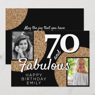 Tarjeta 70 y Fabulous Gold Purpurina 2 Photo 70th Birthday