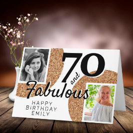 Tarjeta 70 y Fabulous Gold Purpurina 2 Photo 70th Birthday