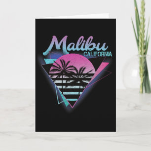 Tarjeta 70s 80s En la ciudad de California Malibu Surfeand