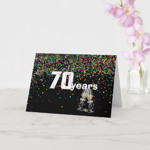 Tarjeta 70th anniversary toast in confetti