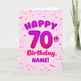 Tarjeta 70th Balloon Number Custom Name Birthday Card