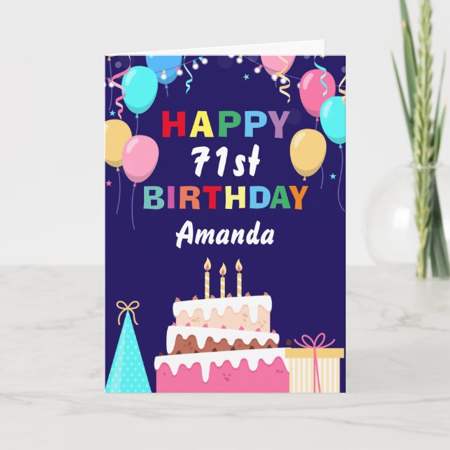Tarjeta 71.ª alegría de los globos de cumpleaños (Anverso)