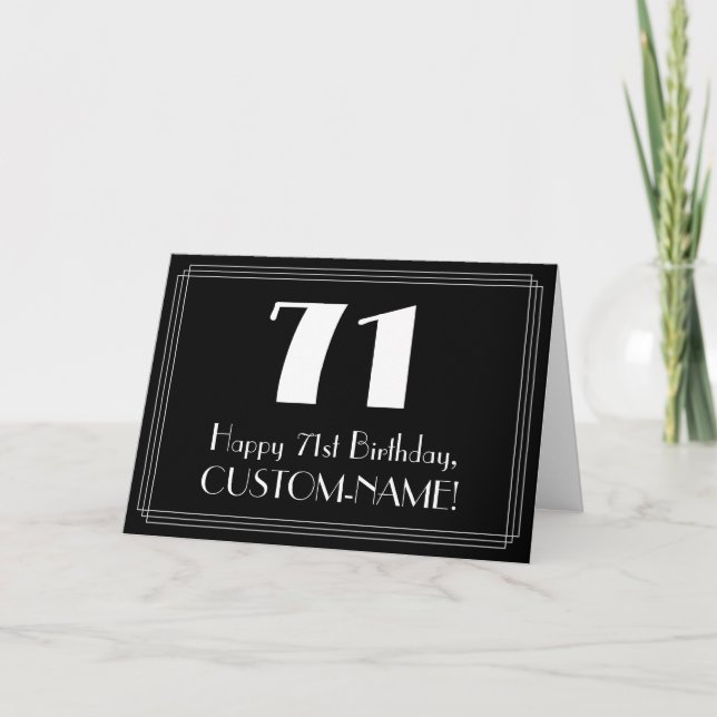 Tarjeta 71 Aniversario ~ Art Deco Inspirado Aspecto "71",  (Anverso)