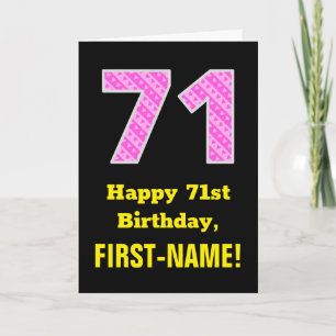 Tarjeta 71 Aniversario: Bandas y corazones rosados "71" +