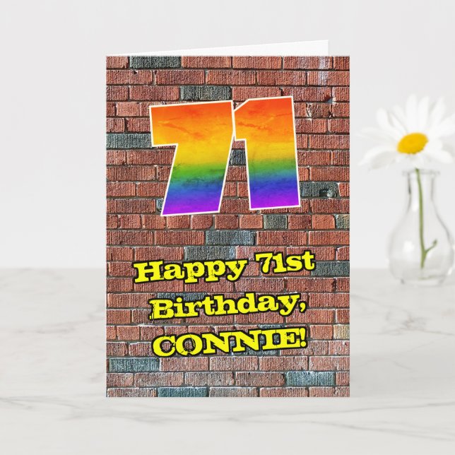 Tarjeta 71 Aniversario del Arcoiris 71 inspirado en graffi (Planta pequeña)