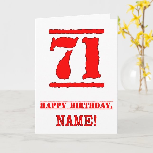 Tarjeta 71 Aniversario: Diversión, estampado de goma roja (flor amarilla)