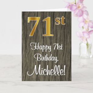 Tarjeta 71 Aniversario: Elegante Faux Gold Look #, Faux Wo