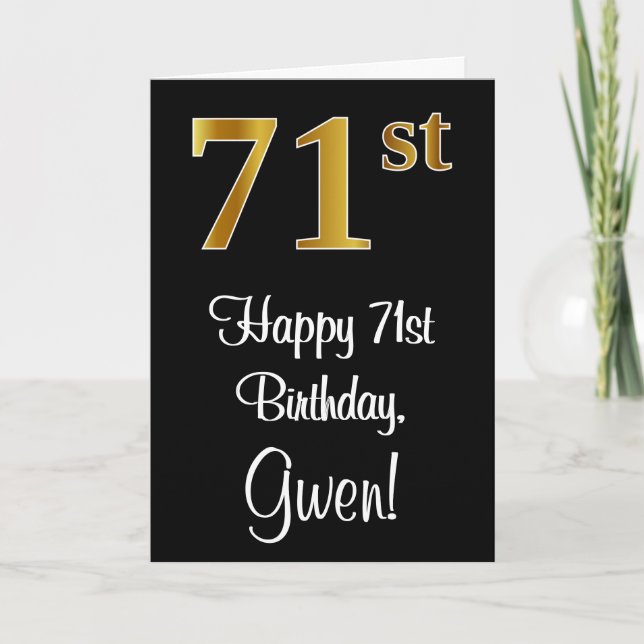 Tarjeta 71 Aniversario ~ Elegante Lujoso Faux Gold Look # (Anverso)
