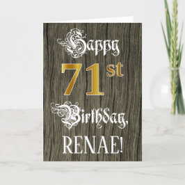 Tarjeta 71 Aniversario: Faux Gold Look + Faux Wood Pattern