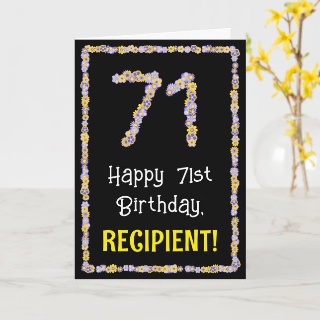 Tarjeta 71 Aniversario: Flores Florales Número, Nombre Per (flor amarilla)
