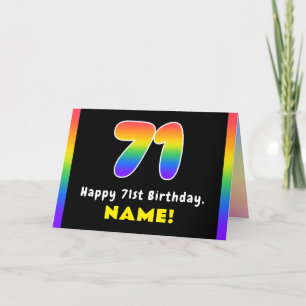 Tarjeta 71° cumpleaños: arcoiris colorido # 71, nombre per