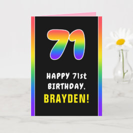 Tarjeta 71° cumpleaños: arcoiris colorido # 71, nombre per
