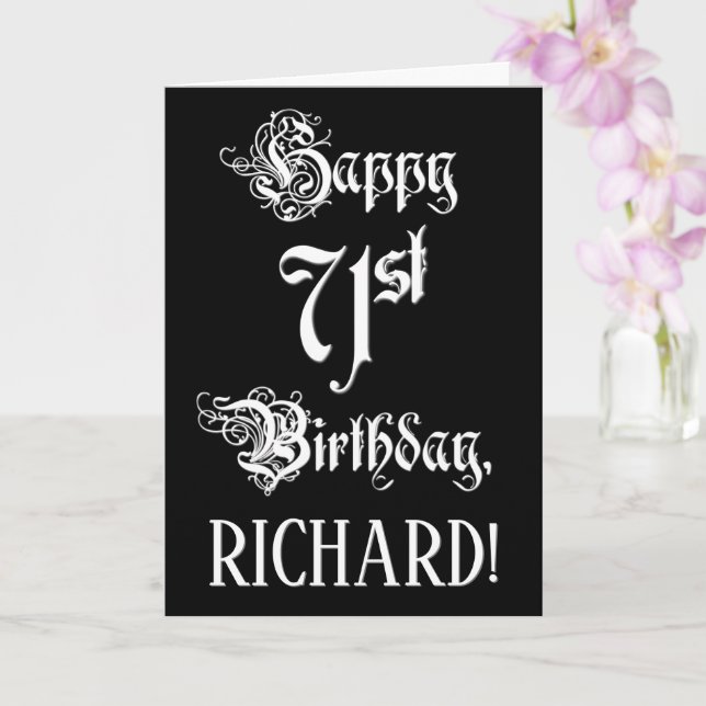 Tarjeta 71° cumpleaños: Elegante guión + nombre personaliz (Orquídea)