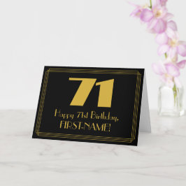 Tarjeta 71 cumpleaños: Look inspirado en Art Deco "71" y n
