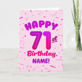 Tarjeta 71st Birthday, Balloon Number, Customizable Name