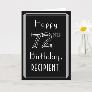 Tarjeta 72º cumpleaños: Art Deco Style # 72 y nombre perso