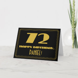 Tarjeta 72º cumpleaños: Nombre + Art Deco Inspirado Aspect