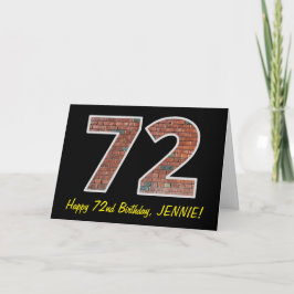 Tarjeta 72º cumpleaños - Patrón de pared de ladrillo "72" 