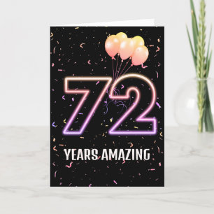 Tarjeta 72.º Balón de cumpleaños y Confetti