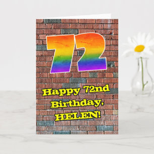 Tarjeta 72.º cumpleaños: Arcoiris 72 inspirado en graffiti