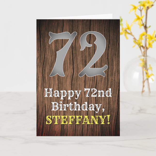Tarjeta 72.º cumpleaños: Country Western Inspired Look, No (flor amarilla)