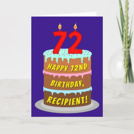 Tarjeta 72.º cumpleaños: Torta divertida y velas + nombre 
