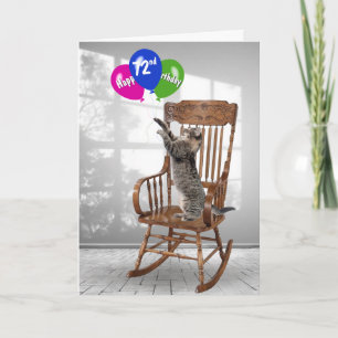 Tarjeta 72.º Gato De Cumpleaños Con Globos