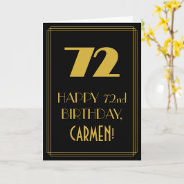 Tarjeta 72 cumpleaños - Aspecto inspirado en Art Deco "72"