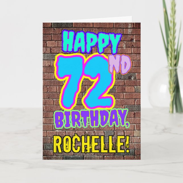 Tarjeta 72° cumpleaños - Diversión, graffiti urbano inspir (Anverso)